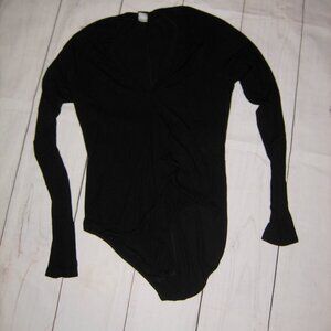 only hearts n.y.c. helena stuart black tencel bodysuit long sleeves ribbed L